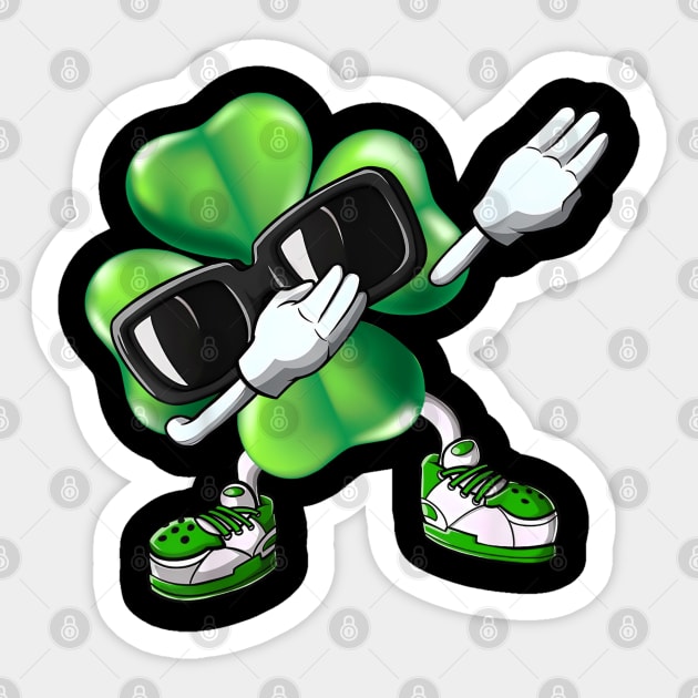 St Patricks Day Dabbing Shamrock Men Women Boy Girls Dance Sticker by Sandra Holloman